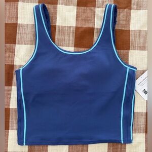 NWT! Athleta Girl Bluish/Purple Scoop Longline Bra/ Tank with Light Blue Accents